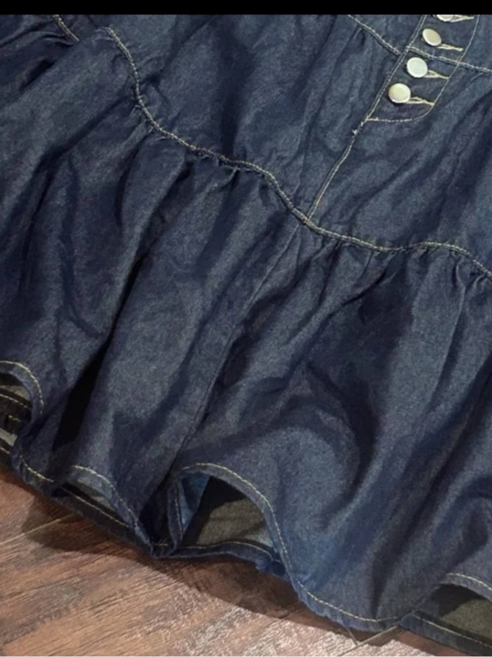 Womens Shein Curve Denim Mini Pleated Flare Skirt - Picture 8 of 10